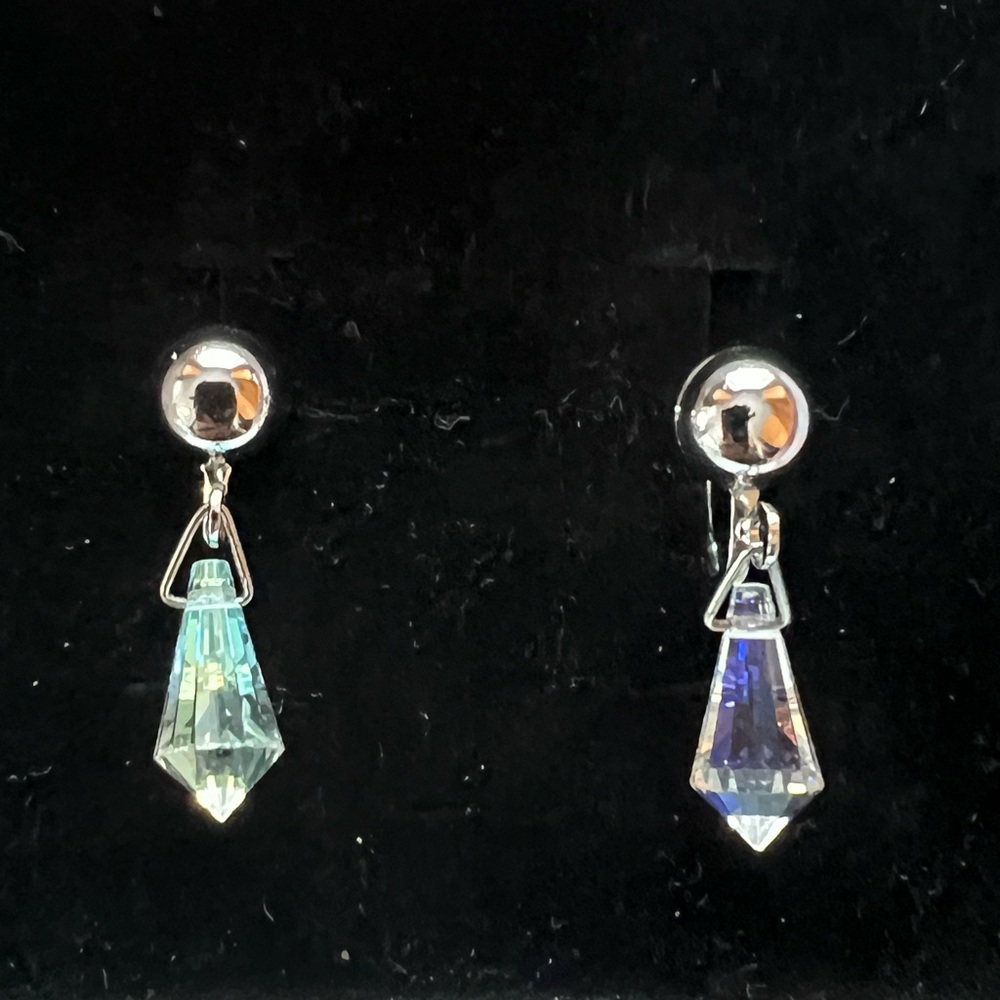 Coro Silver and Iridescent Crystal Earrings